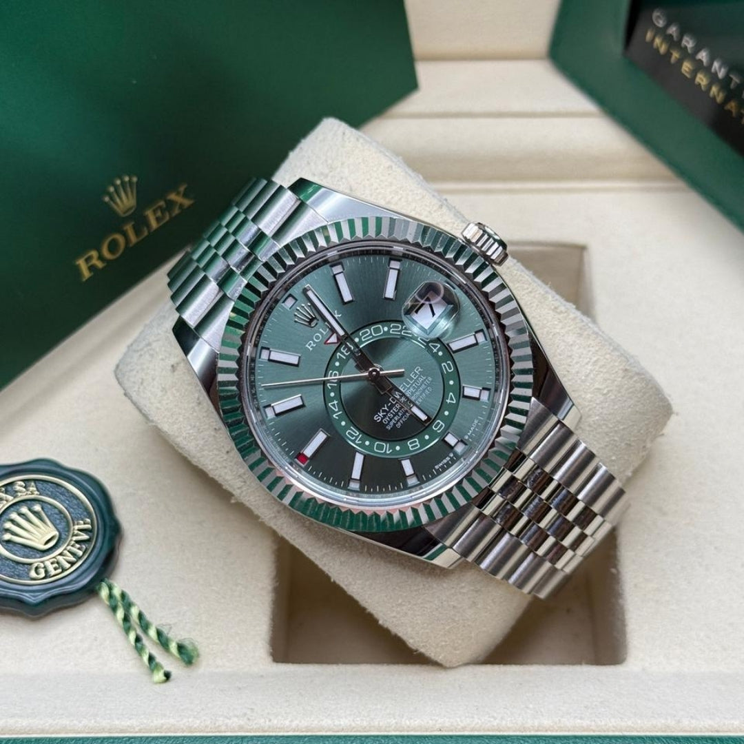 Rolex Sky-Dweller 42 Green Dial Jubilee Full Set