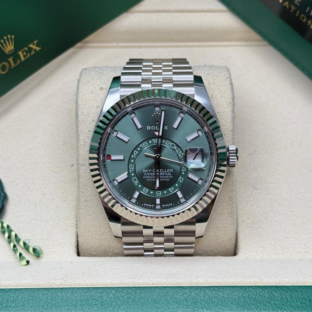 Rolex Sky-Dweller 42 Green Dial Jubilee Full Set