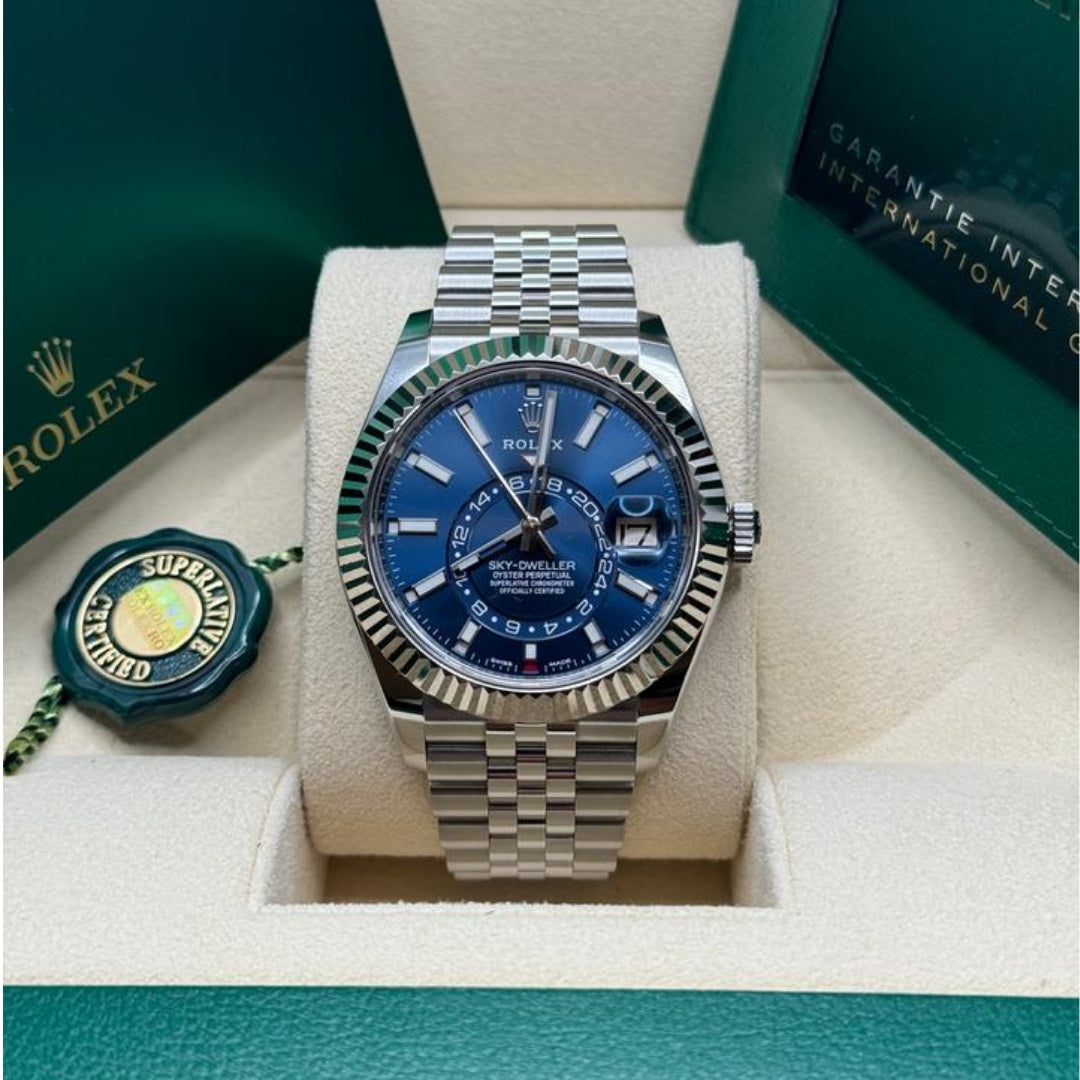 Rolex Sky-Dweller 42 Blue Dial Jubilee Full Set