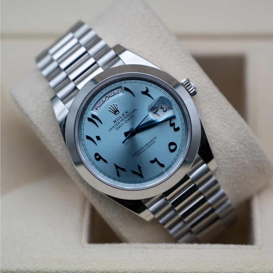 Rolex Day-Date 40 Ice Blue Arabic Numerals Full Set